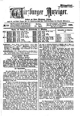Würzburger Anzeiger (Neue Würzburger Zeitung) Freitag 24. April 1868