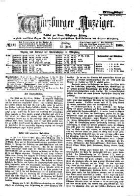 Würzburger Anzeiger (Neue Würzburger Zeitung) Freitag 12. Juni 1868