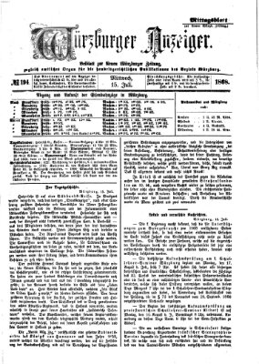 Würzburger Anzeiger (Neue Würzburger Zeitung) Mittwoch 15. Juli 1868