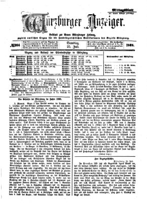 Würzburger Anzeiger (Neue Würzburger Zeitung) Samstag 25. Juli 1868