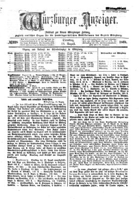 Würzburger Anzeiger (Neue Würzburger Zeitung) Dienstag 18. August 1868