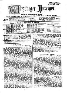 Würzburger Anzeiger (Neue Würzburger Zeitung) Freitag 4. September 1868