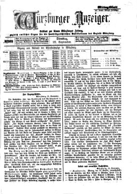 Würzburger Anzeiger (Neue Würzburger Zeitung) Dienstag 22. September 1868