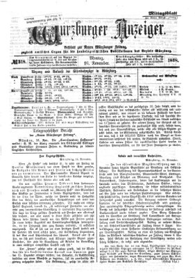 Würzburger Anzeiger (Neue Würzburger Zeitung) Montag 16. November 1868