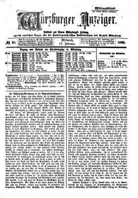 Würzburger Anzeiger (Neue Würzburger Zeitung) Mittwoch 17. Februar 1869