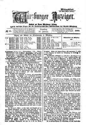 Würzburger Anzeiger (Neue Würzburger Zeitung) Samstag 20. Februar 1869