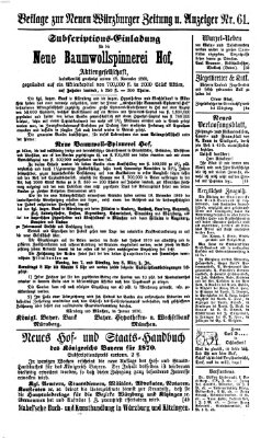 Neue Würzburger Zeitung und Würzburger Anzeiger (Neue Würzburger Zeitung) Mittwoch 2. März 1870