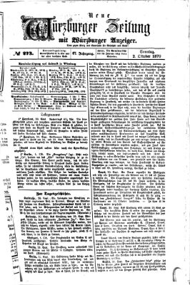 Neue Würzburger Zeitung Sonntag 2. Oktober 1870