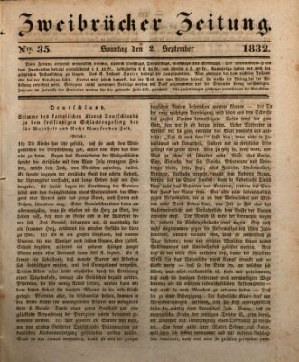 Zweibrücker Zeitung Sonntag 2. September 1832