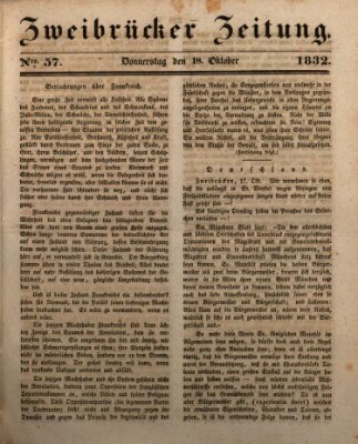 Zweibrücker Zeitung Donnerstag 18. Oktober 1832