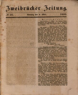 Zweibrücker Zeitung Samstag 9. März 1833