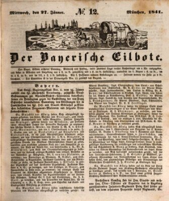 Baierscher Eilbote (Münchener Bote für Stadt und Land) Mittwoch 27. Januar 1841