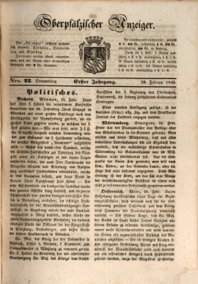 Oberpfälzer Anzeiger Donnerstag 20. Februar 1845