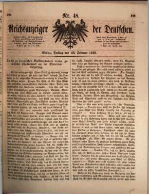 Reichsanzeiger der Deutschen (Allgemeiner Anzeiger der Deutschen) Freitag 23. Februar 1849