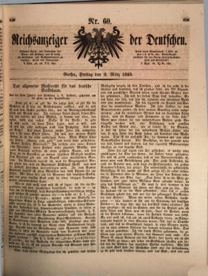 Reichsanzeiger der Deutschen (Allgemeiner Anzeiger der Deutschen) Freitag 9. März 1849