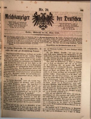 Reichsanzeiger der Deutschen (Allgemeiner Anzeiger der Deutschen) Mittwoch 21. März 1849