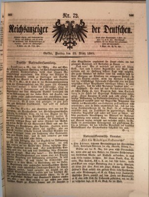 Reichsanzeiger der Deutschen (Allgemeiner Anzeiger der Deutschen) Freitag 23. März 1849