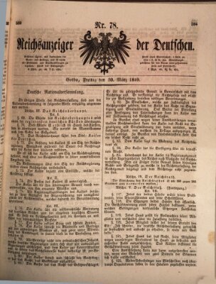 Reichsanzeiger der Deutschen (Allgemeiner Anzeiger der Deutschen) Freitag 30. März 1849