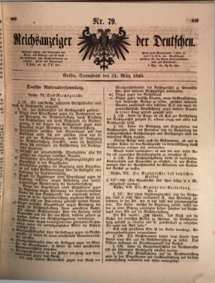Reichsanzeiger der Deutschen (Allgemeiner Anzeiger der Deutschen) Samstag 31. März 1849