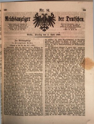 Reichsanzeiger der Deutschen (Allgemeiner Anzeiger der Deutschen) Dienstag 3. April 1849