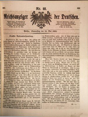 Reichsanzeiger der Deutschen (Allgemeiner Anzeiger der Deutschen) Donnerstag 10. Mai 1849
