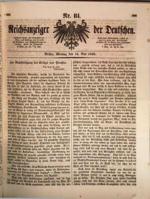 Reichsanzeiger der Deutschen (Allgemeiner Anzeiger der Deutschen) Montag 14. Mai 1849
