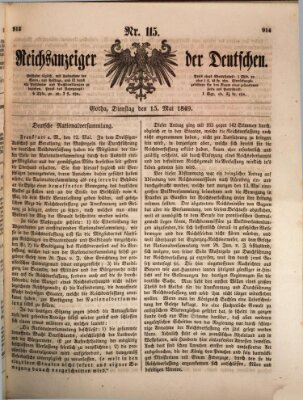 Reichsanzeiger der Deutschen (Allgemeiner Anzeiger der Deutschen) Dienstag 15. Mai 1849