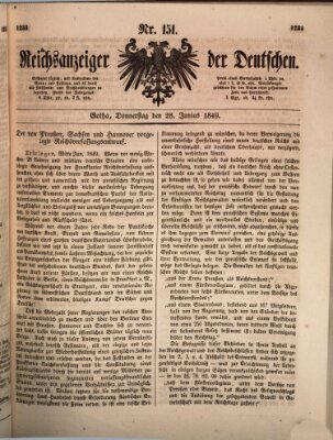 Reichsanzeiger der Deutschen (Allgemeiner Anzeiger der Deutschen) Donnerstag 28. Juni 1849