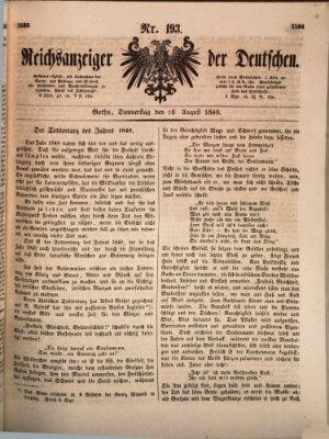 Reichsanzeiger der Deutschen (Allgemeiner Anzeiger der Deutschen) Donnerstag 16. August 1849