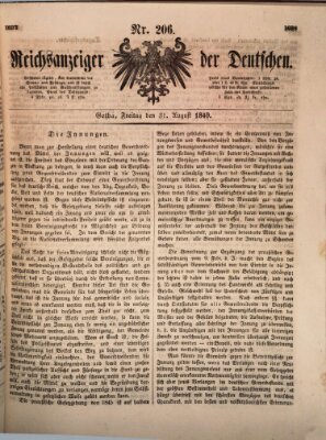 Reichsanzeiger der Deutschen (Allgemeiner Anzeiger der Deutschen) Freitag 31. August 1849