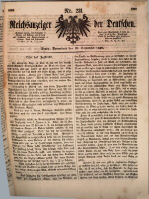 Reichsanzeiger der Deutschen (Allgemeiner Anzeiger der Deutschen) Samstag 29. September 1849