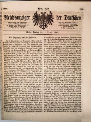 Reichsanzeiger der Deutschen (Allgemeiner Anzeiger der Deutschen) Freitag 12. Oktober 1849