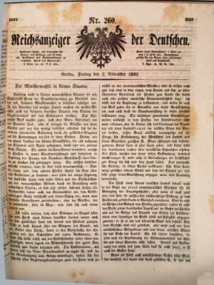 Reichsanzeiger der Deutschen (Allgemeiner Anzeiger der Deutschen) Freitag 2. November 1849