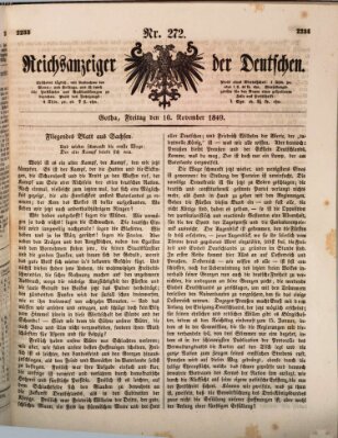Reichsanzeiger der Deutschen (Allgemeiner Anzeiger der Deutschen) Freitag 16. November 1849