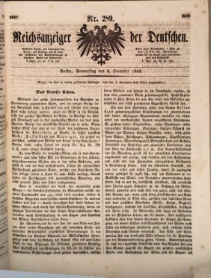 Reichsanzeiger der Deutschen (Allgemeiner Anzeiger der Deutschen) Donnerstag 6. Dezember 1849