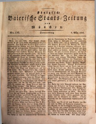 Königlich-Baierische Staats-Zeitung von München (Süddeutsche Presse) Donnerstag 6. März 1806