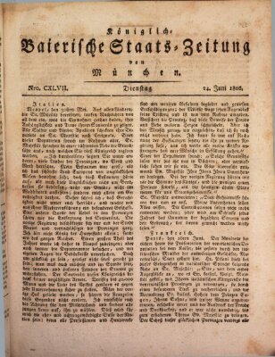 Königlich-Baierische Staats-Zeitung von München (Süddeutsche Presse) Dienstag 24. Juni 1806