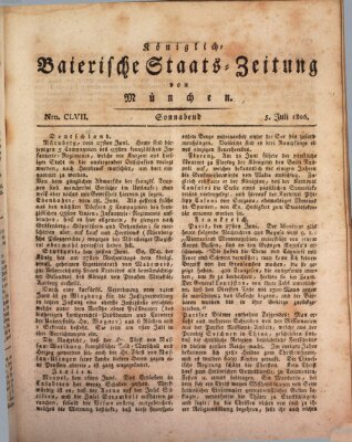 Königlich-Baierische Staats-Zeitung von München (Süddeutsche Presse) Samstag 5. Juli 1806