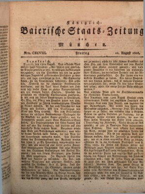Königlich-Baierische Staats-Zeitung von München (Süddeutsche Presse) Freitag 22. August 1806