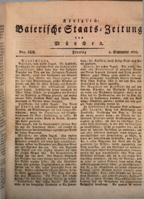 Königlich-Baierische Staats-Zeitung von München (Süddeutsche Presse) Freitag 5. September 1806