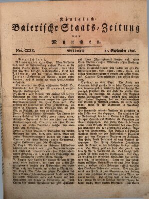 Königlich-Baierische Staats-Zeitung von München (Süddeutsche Presse) Mittwoch 17. September 1806
