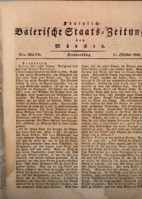 Königlich-Baierische Staats-Zeitung von München (Süddeutsche Presse) Donnerstag 30. Oktober 1806