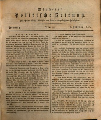 Münchener politische Zeitung (Süddeutsche Presse) Sonntag 8. Februar 1807