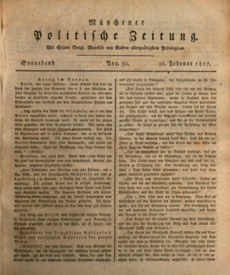 Münchener politische Zeitung (Süddeutsche Presse) Samstag 28. Februar 1807