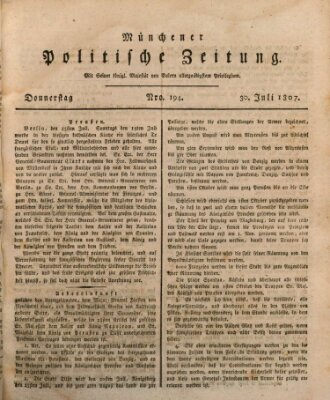 Münchener politische Zeitung (Süddeutsche Presse) Donnerstag 30. Juli 1807