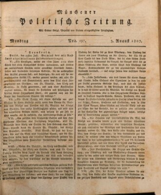 Münchener politische Zeitung (Süddeutsche Presse) Montag 3. August 1807