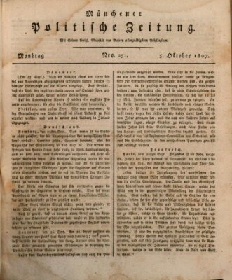 Münchener politische Zeitung (Süddeutsche Presse) Montag 5. Oktober 1807