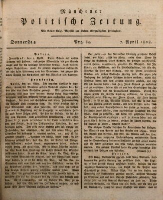 Münchener politische Zeitung (Süddeutsche Presse) Donnerstag 7. April 1808