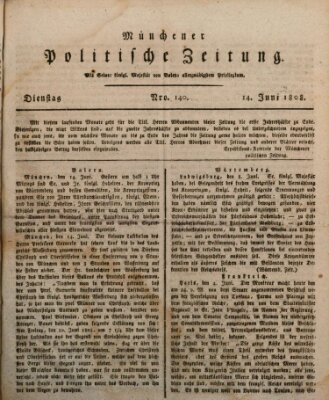 Münchener politische Zeitung (Süddeutsche Presse) Dienstag 14. Juni 1808