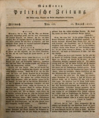 Münchener politische Zeitung (Süddeutsche Presse) Mittwoch 10. August 1808